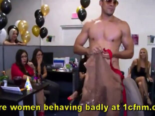 Office bday and dame deep-throating stripper's prick