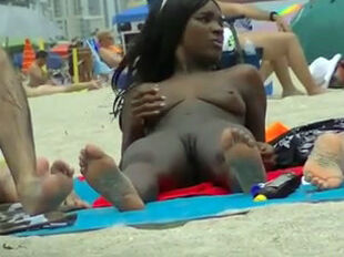 Sexy ebony and milky gfs sunbathing naked, hidden cam movie
